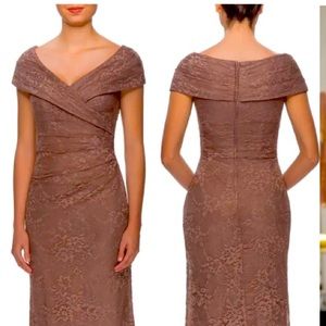 NWT: La Famme formal dress. Size: 8. Color: cocoa.